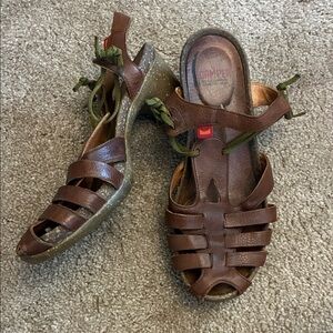 Camper Brown Strappy Leather Sandals size 37